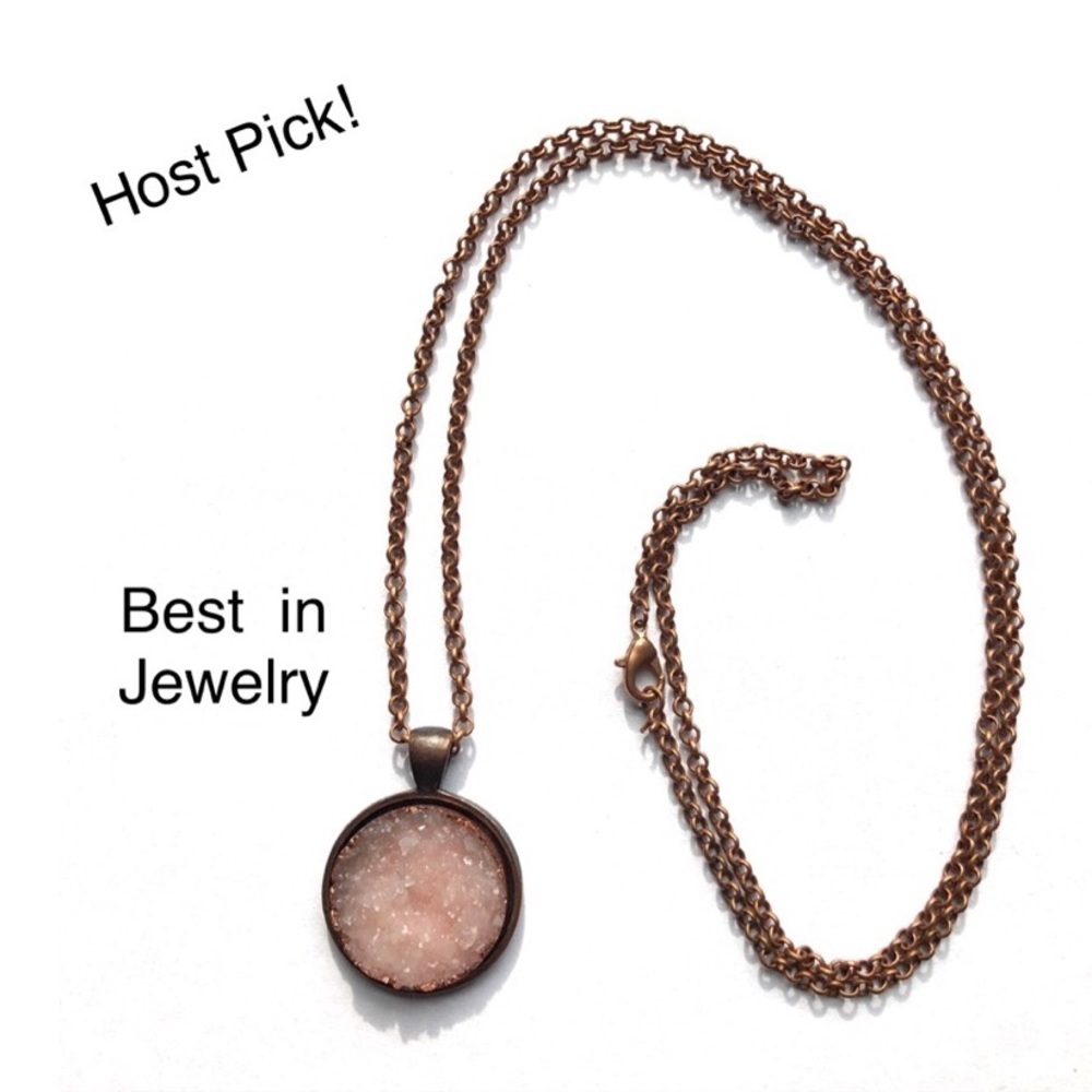 Pink Druzy Quartz necklace